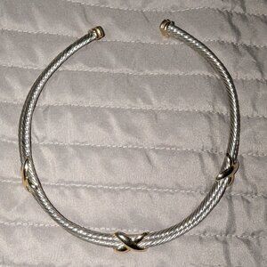 Two Tone Twisted Cable Choker Necklace 6334